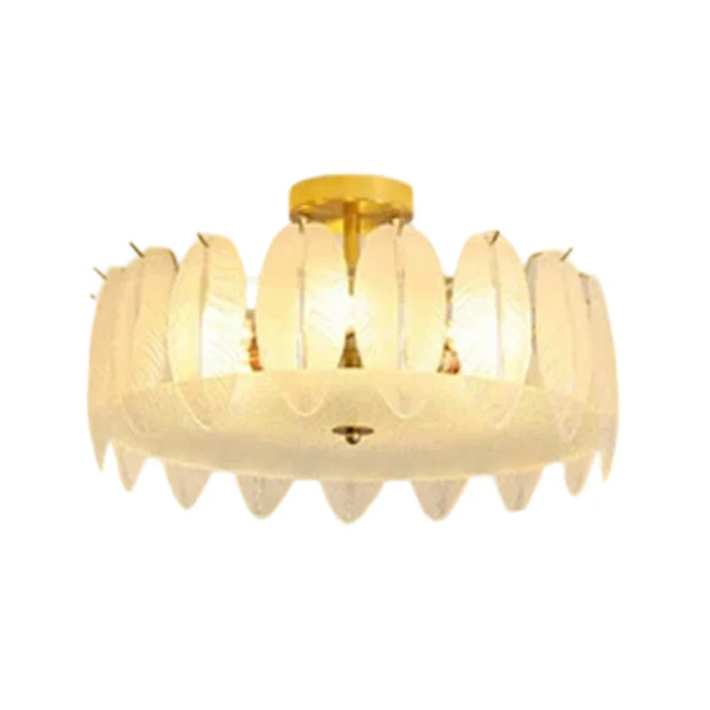 LIVARA 36/48W Feather Design Frosted Glass Pendant Light with Three-Color Dimmable LED