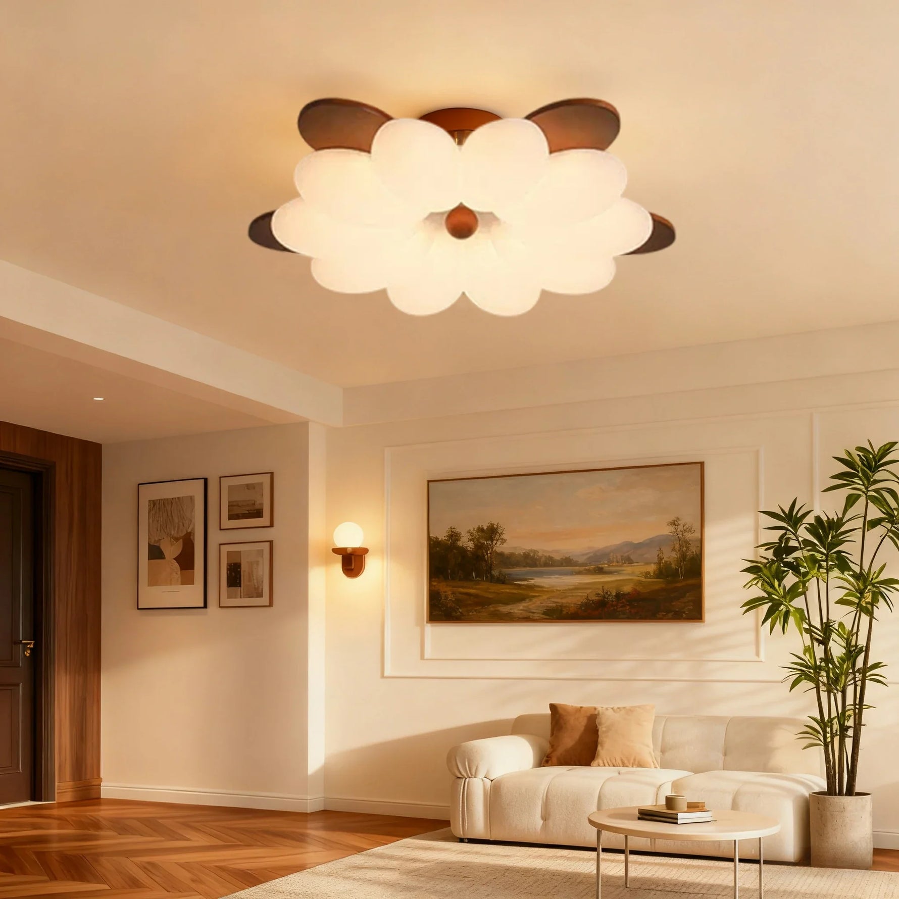 LIVARA 50W Lighting Balanced Soft for Design Floating & LED CRI High Eye-Protection with Light Ceiling Wooden