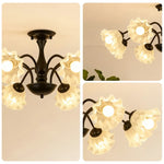 LIVARA 40W Body Iron Rust-Resistant & CRI High LED, Eye-Protective Full-Spectrum with Light Ceiling Glass Lily