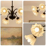 LIVARA 40W Body Iron Rust-Resistant & CRI High Eye-Protective Full-Spectrum with Light Pendant Glass Lily