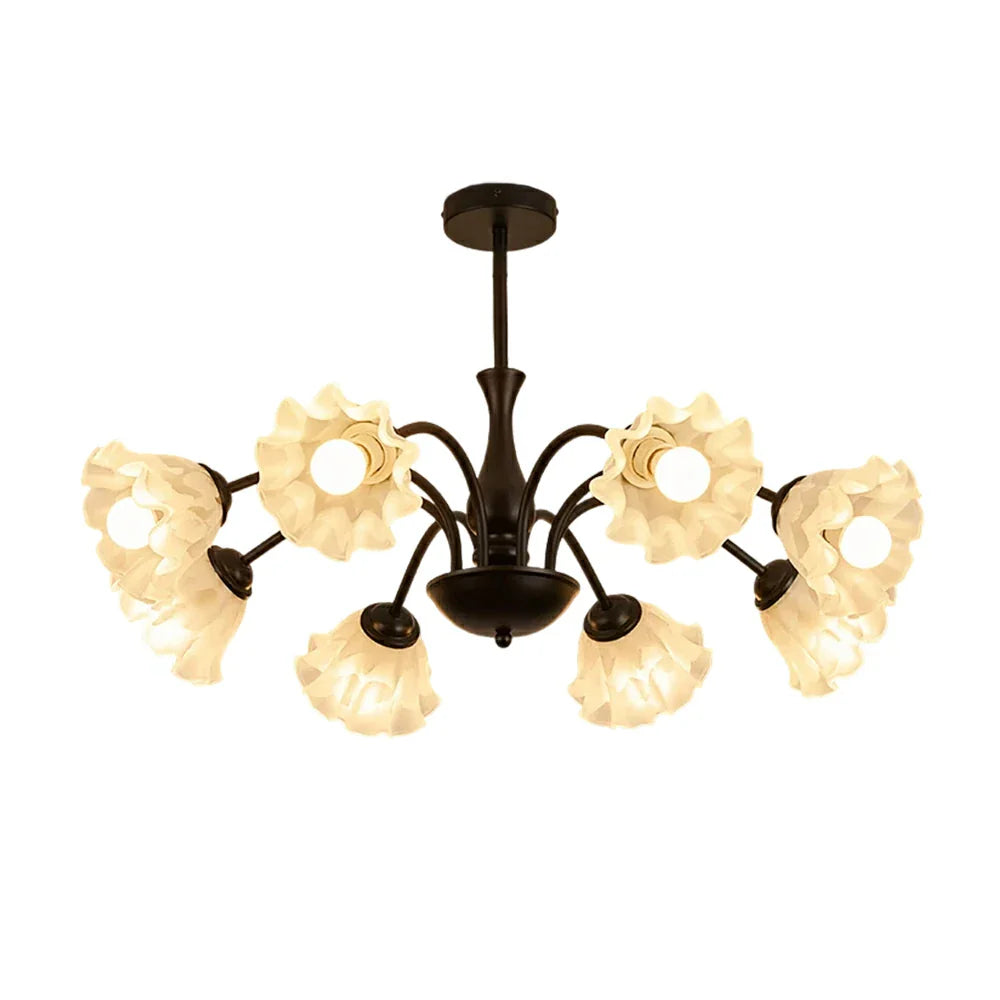 LIVARA 40W Body Iron Rust-Resistant & CRI High Eye-Protective Full-Spectrum with Light Pendant Glass Lily