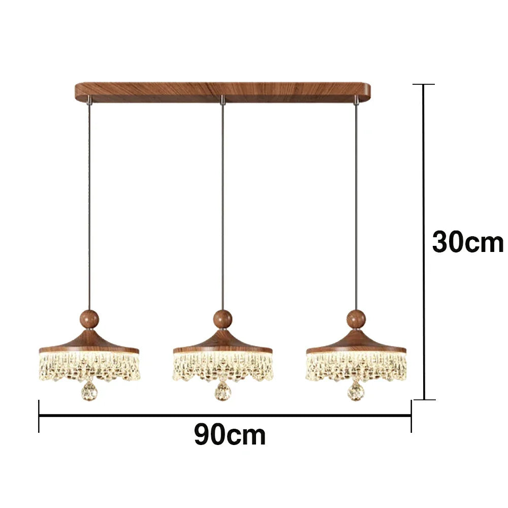 LIVARA 30W Walnut - Shade Acrylic Eye-Comfort & Design Curved Fluid LED, Dimmable Three-Color with Light Pendant