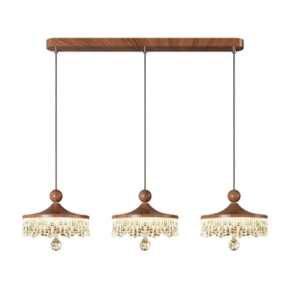 LIVARA 30W Walnut - Shade Acrylic Eye-Comfort & Design Curved Fluid LED, Dimmable Three-Color with Light Pendant