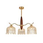 LIVARA 36W Body Iron Electroplated Wood Solid & Lighting Dimmable Three-Color LED, Eye-Protection with Light Pendant Crystal