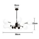 LIVARA 12-Head Room Dining & Living for Design Rod Adjustable Chandelier Glass & Iron Modern Bulbs LED Tri-Color 5W with Light Pendant Glass Opal Black