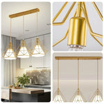 LIVARA 3-Head & Gold - Lamp Ceiling Hanging Modern Design Fabric + Iron Light LED Single Light Pendant Linear White White