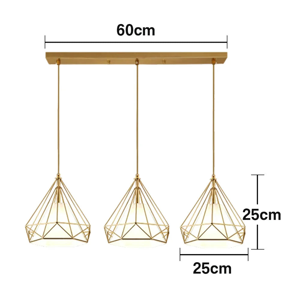 LIVARA 3-Head & Gold - Lamp Ceiling Hanging Modern Design Fabric + Iron Light LED Single Light Pendant Linear White White