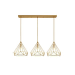 LIVARA 3-Head & Gold - Lamp Ceiling Hanging Modern Design Fabric + Iron Light LED Single Light Pendant Linear White White