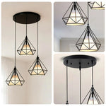 LIVARA 3-Head - Room Dining & Living for Design Fabric + Iron Modern Lamp Hanging LED Dimmable Three-Color Light Pendant Base Round Black