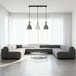 LIVARA 3-Head & Grey - Island Kitchen and Room Dining for Design Wood & Iron Modern Lamp Hanging LED Dimmable Three-Color Light Pendant Linear Green