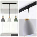 LIVARA 3-Head & Grey - Island Kitchen and Room Dining for Design Wood & Iron Modern Lamp Hanging LED Dimmable Three-Color Light Pendant Linear Green
