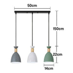LIVARA 3-Head & Grey - Island Kitchen and Room Dining for Design Wood & Iron Modern Lamp Hanging LED Dimmable Three-Color Light Pendant Linear Green