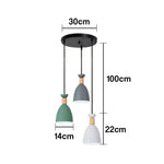 LIVARA 3-Head & Grey - Island Kitchen and Room Dining for Design Wood & Iron Modern Lamp Hanging LED Dimmable Three-Color Light Pendant Base Round Green