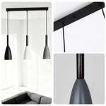 LIVARA 3-Head Grey & - Island Kitchen and Room Dining for Design Wood & Iron Modern Lamp Hanging LED Dimmable Three-Color Light Pendant Linear Black