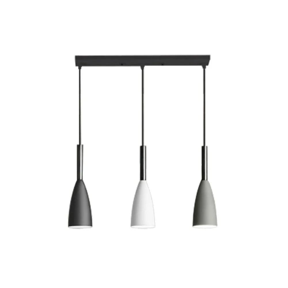 LIVARA 3-Head Grey & - Island Kitchen and Room Dining for Design Wood & Iron Modern Lamp Hanging LED Dimmable Three-Color Light Pendant Linear Black