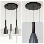 LIVARA 3-Head Grey & - Island Kitchen and Room Dining for Design Wood & Iron Modern Lamp Hanging LED Dimmable Three-Color Light Pendant Base Round Black