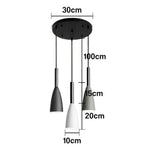 LIVARA 3-Head Grey & - Island Kitchen and Room Dining for Design Wood & Iron Modern Lamp Hanging LED Dimmable Three-Color Light Pendant Base Round Black