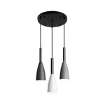 LIVARA 3-Head Grey & - Island Kitchen and Room Dining for Design Wood & Iron Modern Lamp Hanging LED Dimmable Three-Color Light Pendant Base Round Black