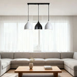 LIVARA 3-Head Grey & - Island Kitchen and Room Dining for Design Wood & Iron Modern Lamp Hanging LED Dimmable Three-Color Light Pendant Base Round Black