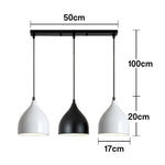 LIVARA 3-Head Grey & - Island Kitchen and Room Dining for Design Wood & Iron Modern Lamp Hanging LED Dimmable Three-Color Light Pendant Base Round Black