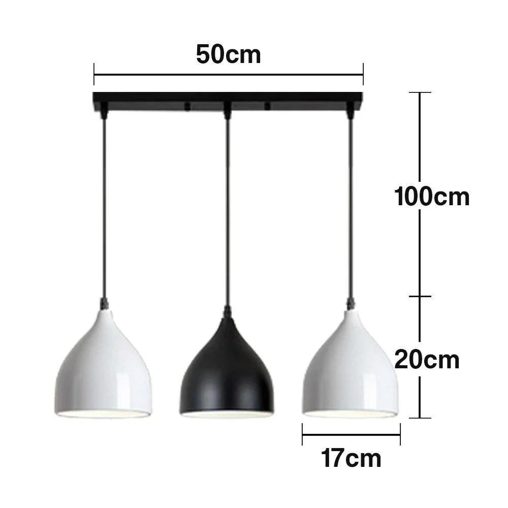 LIVARA 3-Head Grey & - Island Kitchen and Room Dining for Design Wood & Iron Modern Lamp Hanging LED Dimmable Three-Color Light Pendant Base Round Black