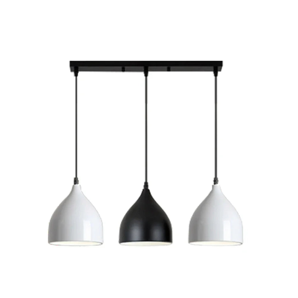 LIVARA 3-Head Grey & - Island Kitchen and Room Dining for Design Wood & Iron Modern Lamp Hanging LED Dimmable Three-Color Light Pendant Base Round Black
