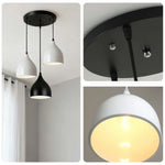 LIVARA 3-Head & - Island Kitchen and Room Dining for Design Wood & Iron Modern Lamp Hanging LED Dimmable Three-Color Light Pendant Base Round White Black