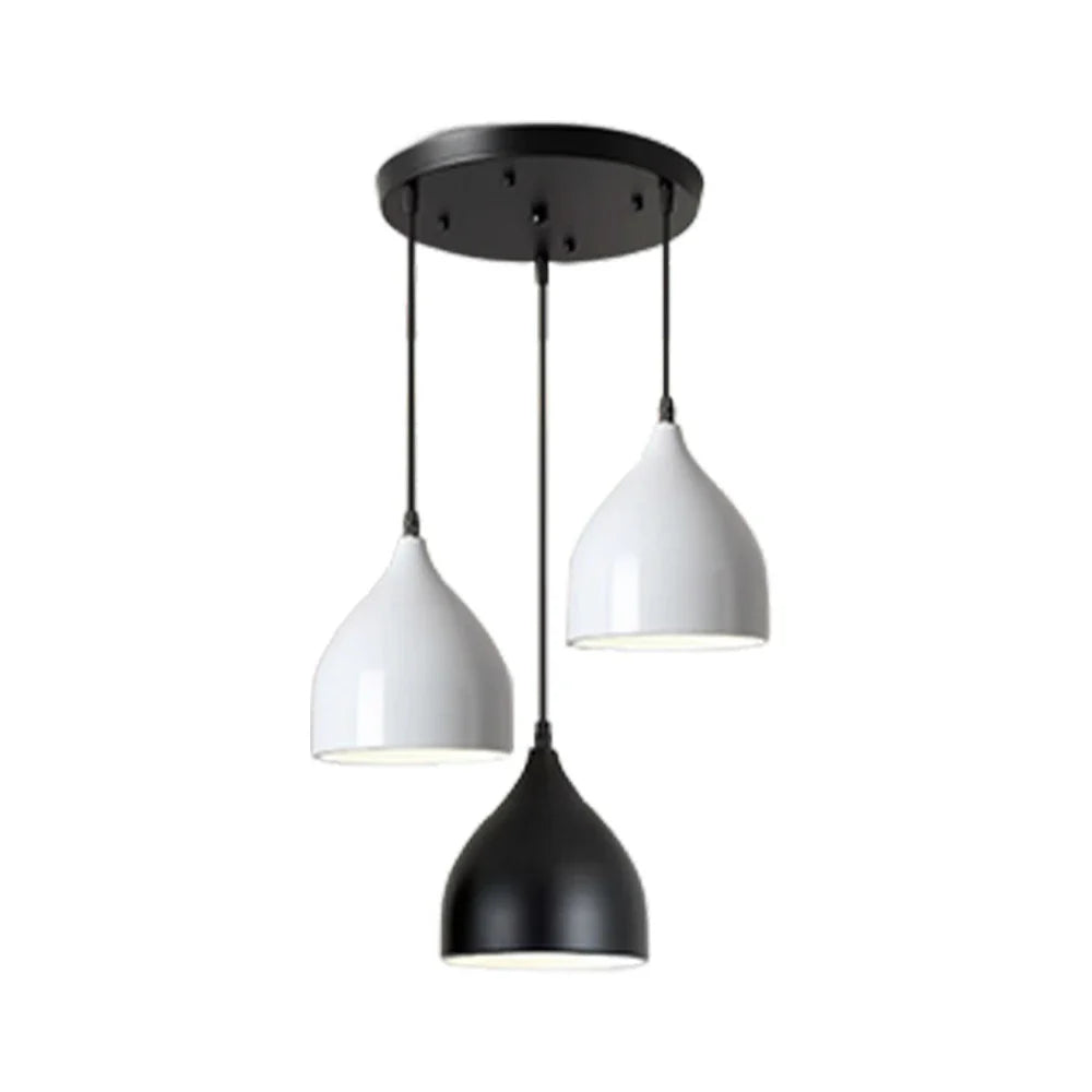 LIVARA 3-Head & - Island Kitchen and Room Dining for Design Wood & Iron Modern Lamp Hanging LED Dimmable Three-Color Light Pendant Base Round White Black