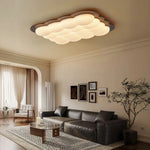 LIVARA 82W 103cm - Bedroom and Room Living for Frame Wooden Finish Walnut Solid Design Cloud Modern Dimmable Three-Color Light Ceiling LED