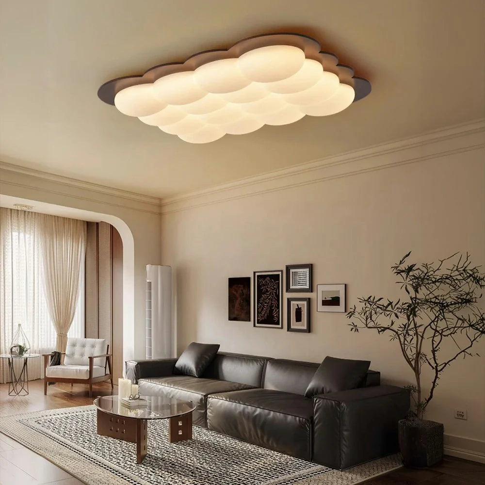 LIVARA 82W 103cm - Bedroom and Room Living for Frame Wooden Finish Walnut Solid Design Cloud Modern Dimmable Three-Color Light Ceiling LED