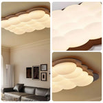 LIVARA 82W 103cm - Bedroom and Room Living for Frame Wooden Finish Walnut Solid Design Cloud Modern Dimmable Three-Color Light Ceiling LED