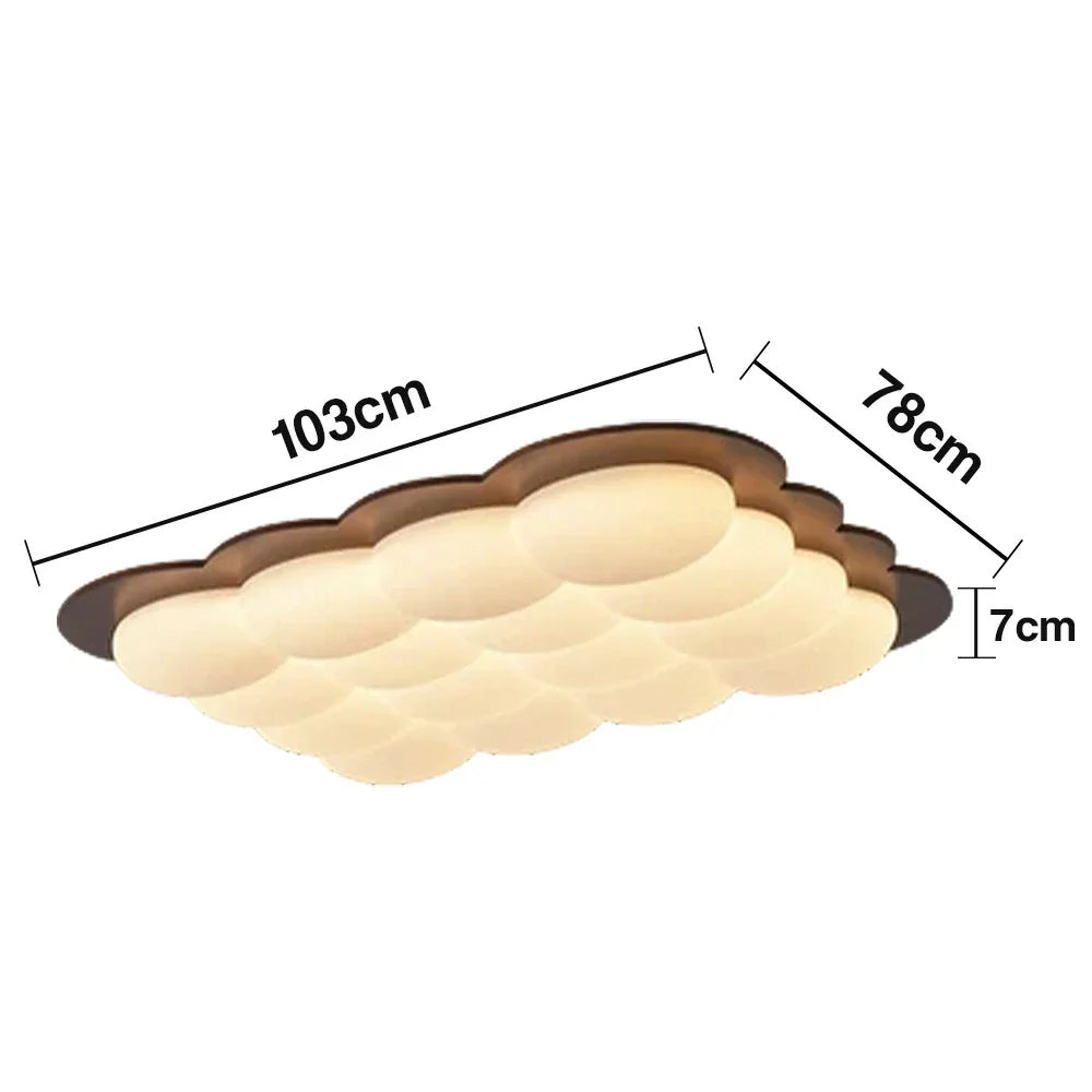 LIVARA 82W 103cm - Bedroom and Room Living for Frame Wooden Finish Walnut Solid Design Cloud Modern Dimmable Three-Color Light Ceiling LED