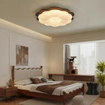 LIVARA 36W 50cm - Room Living and Bedroom for Frame Wooden Finish Walnut Solid Design Cloud Modern Dimmable Three-Color Light Ceiling LED
