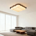 LIVARA 48W 60cm - Bedroom and Room Living for Frame Wooden Finish Walnut Solid Design Cloud Modern Dimmable Three-Color Light Ceiling LED