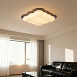 LIVARA 48W 60cm - Bedroom and Room Living for Frame Wooden Finish Walnut Solid Design Cloud Modern Dimmable Three-Color Light Ceiling LED