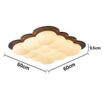 LIVARA 48W 60cm - Bedroom and Room Living for Frame Wooden Finish Walnut Solid Design Cloud Modern Dimmable Three-Color Light Ceiling LED