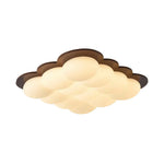 LIVARA 48W 60cm - Bedroom and Room Living for Frame Wooden Finish Walnut Solid Design Cloud Modern Dimmable Three-Color Light Ceiling LED