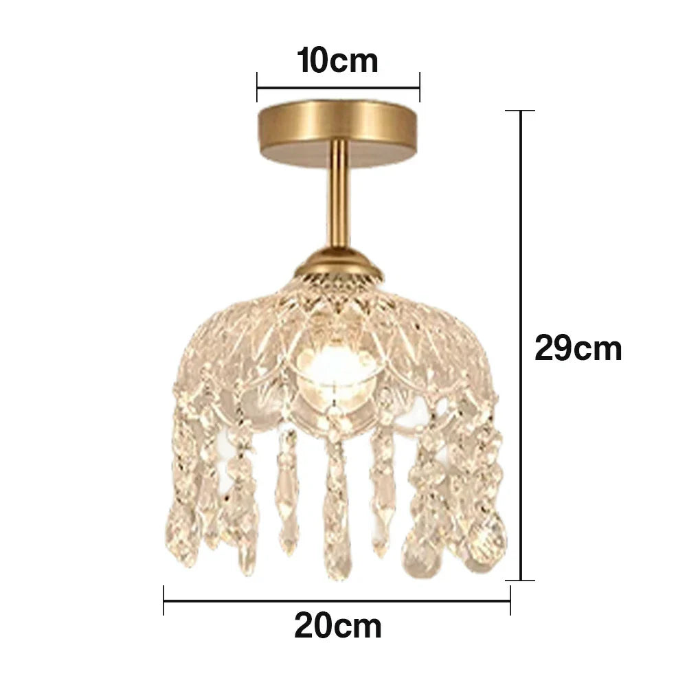 LIVARA 20cm Design Iron Electroplated Modern Lamp Hanging LED Dimmable Three-Color Eye-Protective Light Pendant Crystal