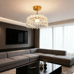 LIVARA 25cm Design Feather Iron Electroplated Modern Lamp Hanging LED Dimmable Three-Color Eye-Protective Light Pendant Crystal