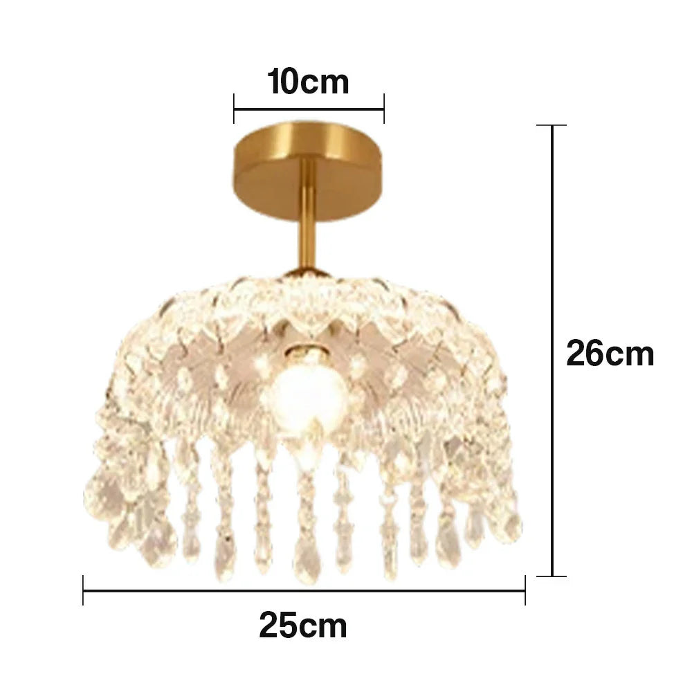 LIVARA 25cm Design Feather Iron Electroplated Modern Lamp Hanging LED Dimmable Three-Color Eye-Protective Light Pendant Crystal
