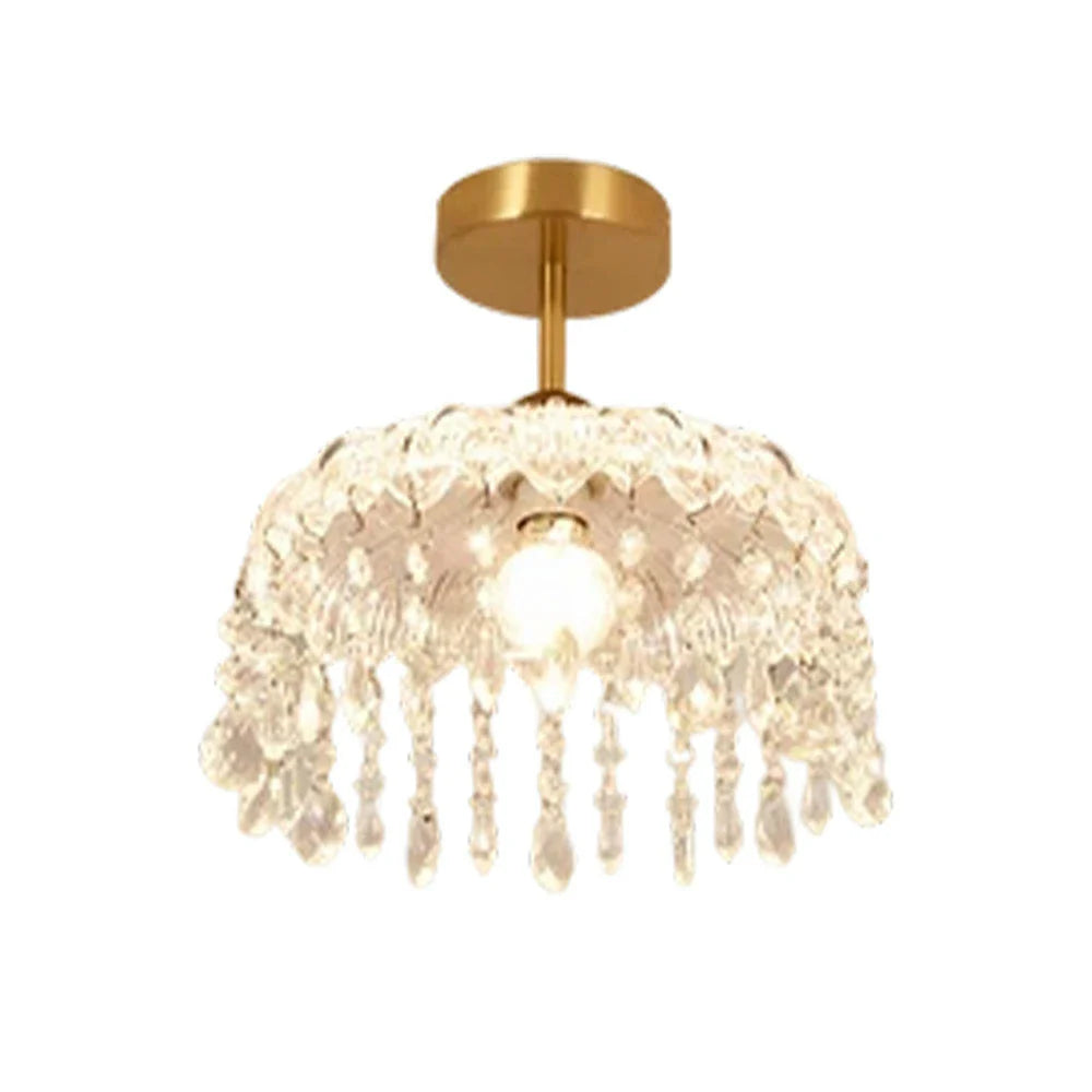 LIVARA 25cm Design Feather Iron Electroplated Modern Lamp Hanging LED Dimmable Three-Color Eye-Protective Light Pendant Crystal