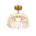 LIVARA 25cm Design Feather Iron Electroplated Modern Lamp Hanging LED Dimmable Three-Color Eye-Protective Light Pendant Crystal