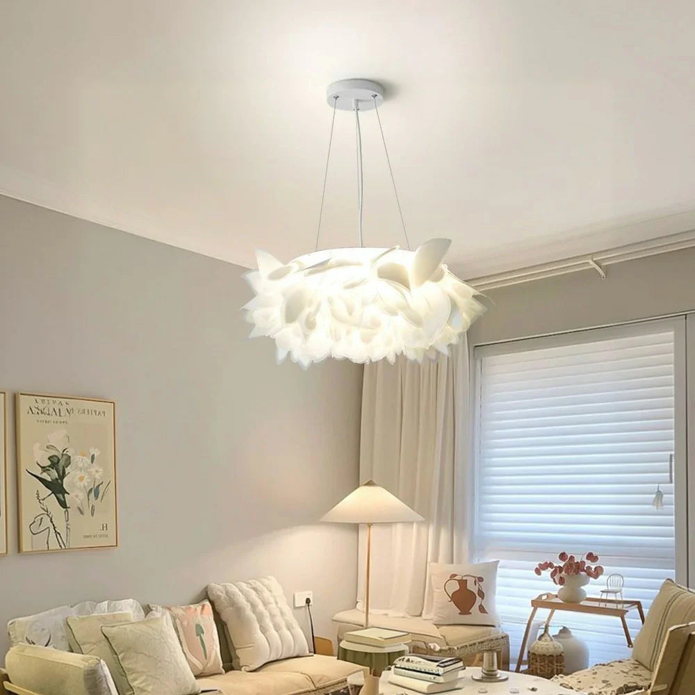 LIVARA 36W Lamp Hanging Decorative Design Feather Petal Modern Dimmable Three-Color Light Pendant LED