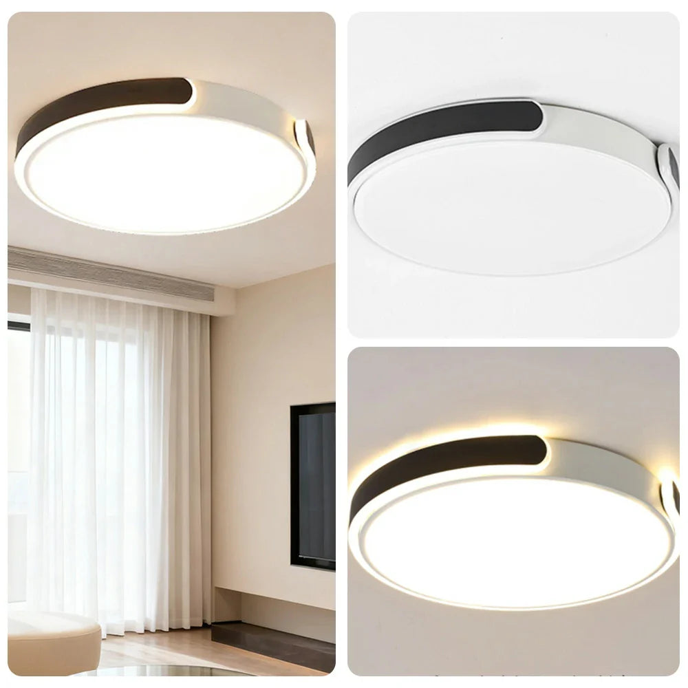 LIVARA 32/52/62cm LED Ceiling Light Three-Color Dimmable 28W/48W/58W Modern Round Flush Mount Lamp Eye-Protective & Minimalist Design - Black