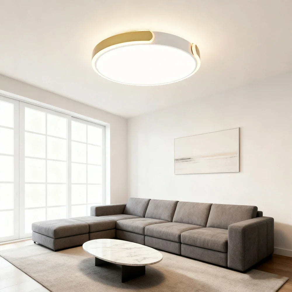 LIVARA 32/52/62cm LED Ceiling Light Three-Color Dimmable 28W/48W/58W Modern Round Flush Mount Lamp Eye-Protective & Minimalist Design - Gold
