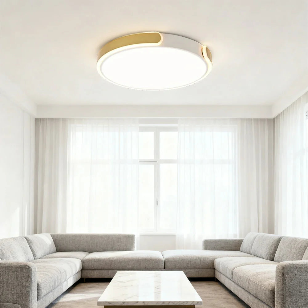 LIVARA 32/52/62cm LED Ceiling Light Three-Color Dimmable 28W/48W/58W Modern Round Flush Mount Lamp Eye-Protective & Minimalist Design - Gold