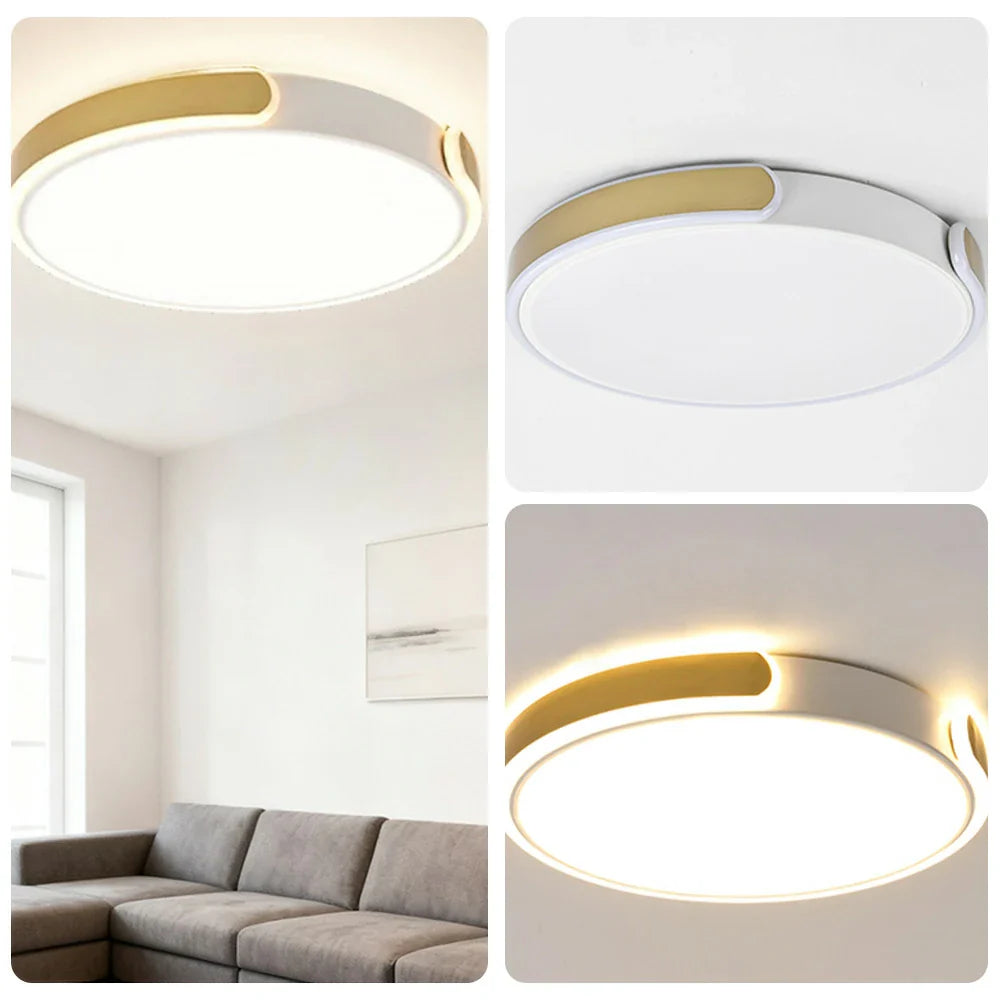 LIVARA 32/52/62cm LED Ceiling Light Three-Color Dimmable 28W/48W/58W Modern Round Flush Mount Lamp Eye-Protective & Minimalist Design - Gold