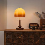LIVARA 5W 24cm - Light Desk Decorative Shade Glass Modern Finish Brass & Walnut Solid Dimmable Three-Color Lamp Table LED