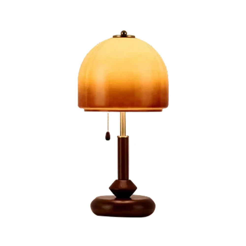 LIVARA 5W 24cm - Light Desk Decorative Shade Glass Modern Finish Brass & Walnut Solid Dimmable Three-Color Lamp Table LED