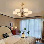 LIVARA 54W Design Wood & Iron Modern Lamp Ceiling Dimmable Three-Color Light Pendant LED 6-Head Cloud Cotton